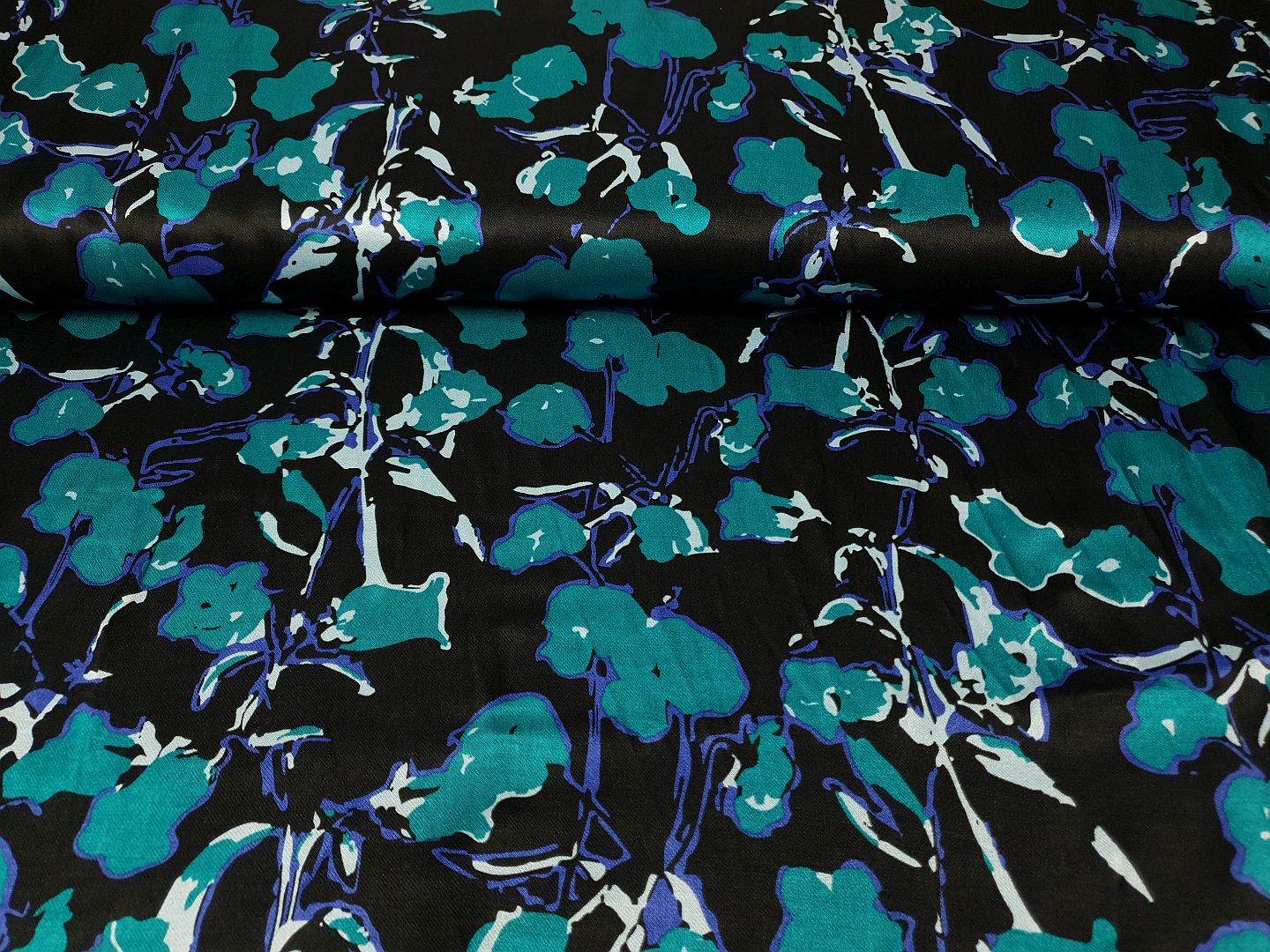 Flowers türkis/schwarz/blau