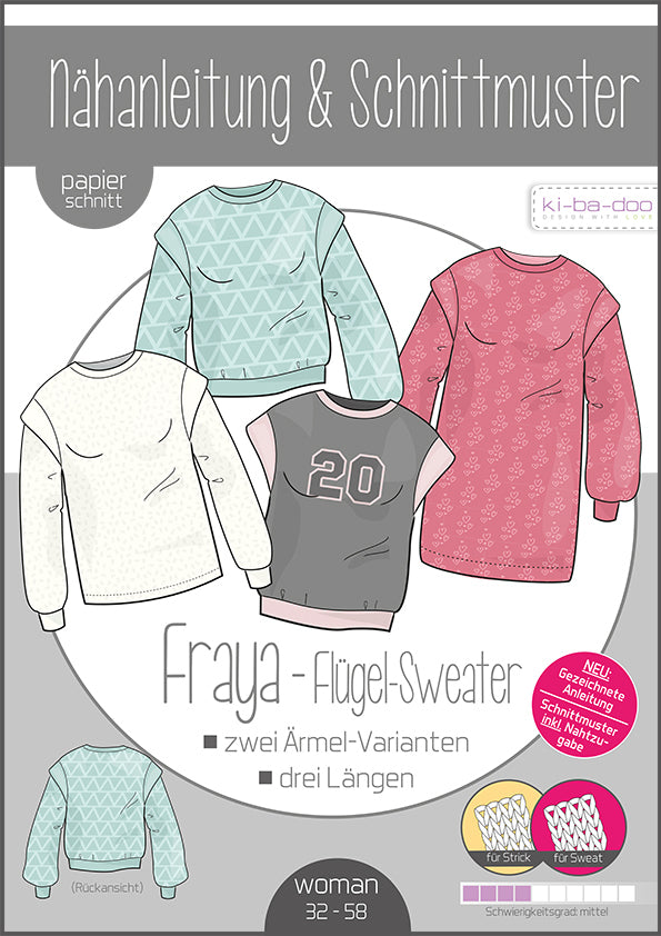 Fraya Flügel Sweater Damen, Ki-ba-doo Papierschnittmuster