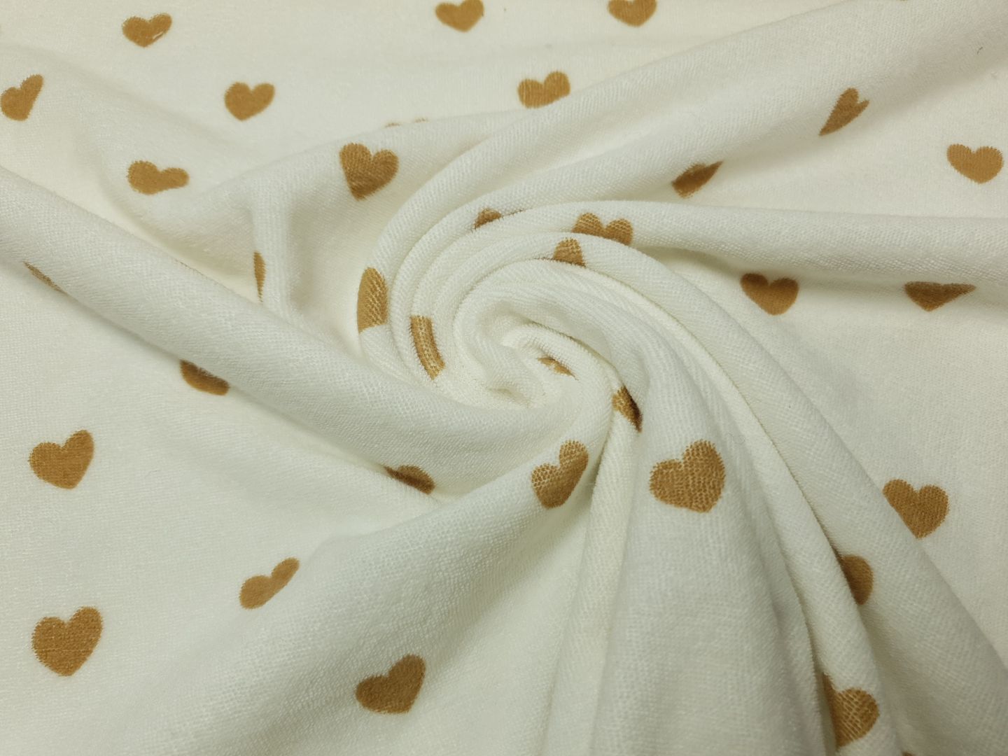 Frottejersey Hearts ecru/caramel