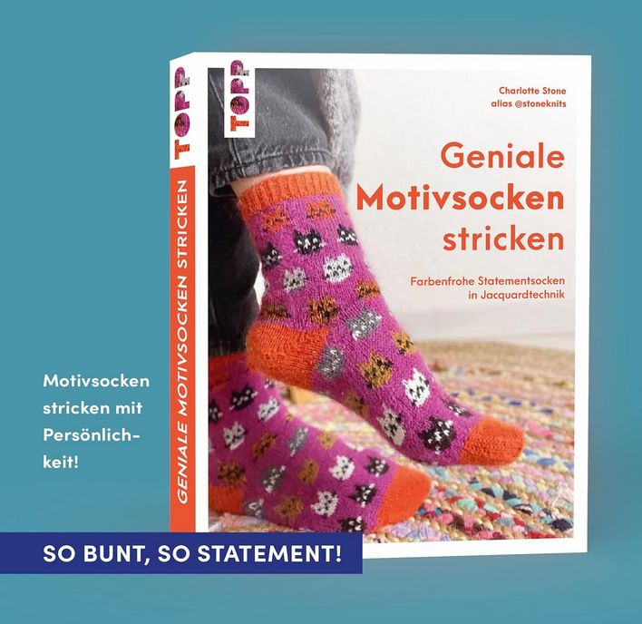 Geniale Motivsocken stricken - Farbenfrohe Statementsocken in Jacquardtechnik