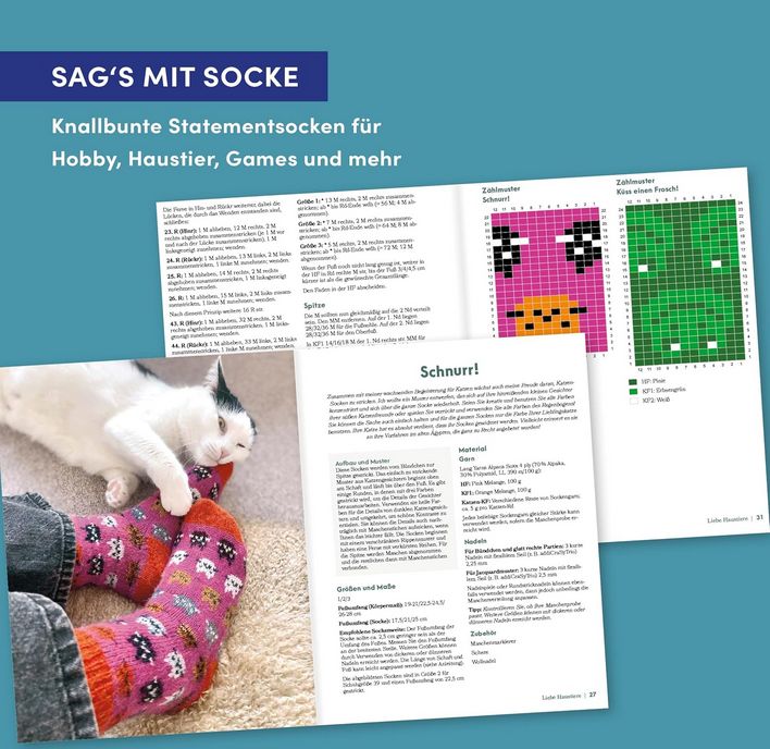 Geniale Motivsocken stricken - Farbenfrohe Statementsocken in Jacquardtechnik