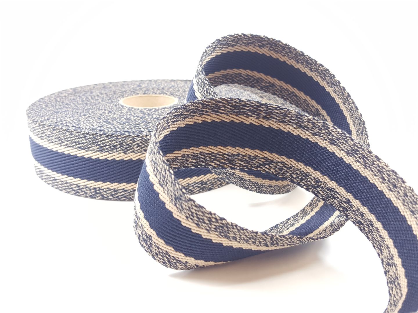 gestreiftes Gurtband dunkelblau/beige