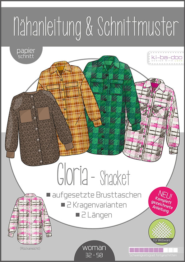 Gloria Shacket Damen, Ki-ba-doo Papierschnittmuster
