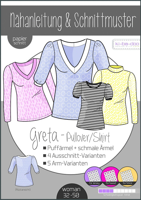 Greta Shirt/Pulli Damen, Ki-ba-doo Papierschnittmuster
