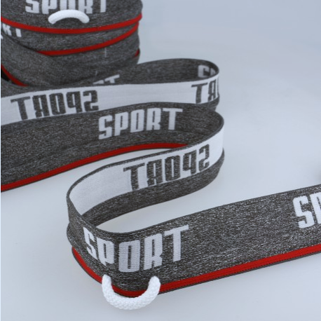 Elastisches Gummiband mit Kordel 40mm Sport grau melange