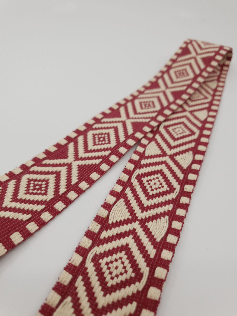 Webband Boho 38mm weinrot/ecru