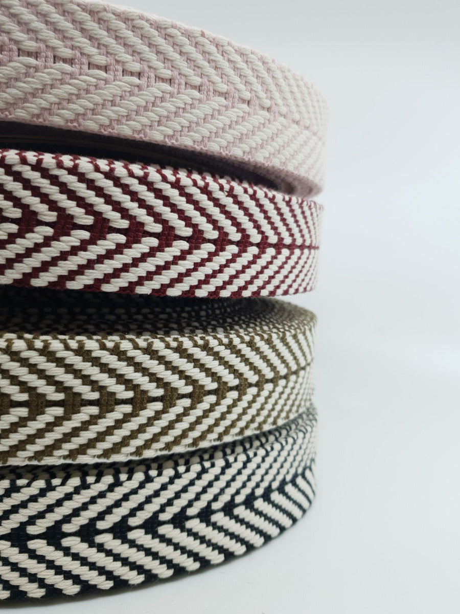 Gurtenband Stripes 40mm weinrot/ecru