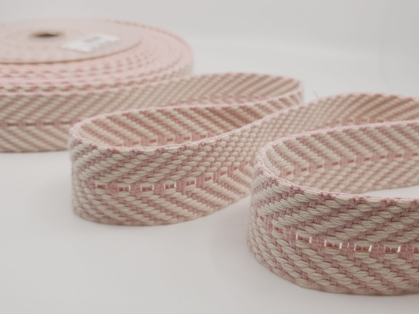 Gurtenband Stripes 40mm rosa/ecru