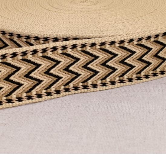Gurtenband Zack beige/schwarz