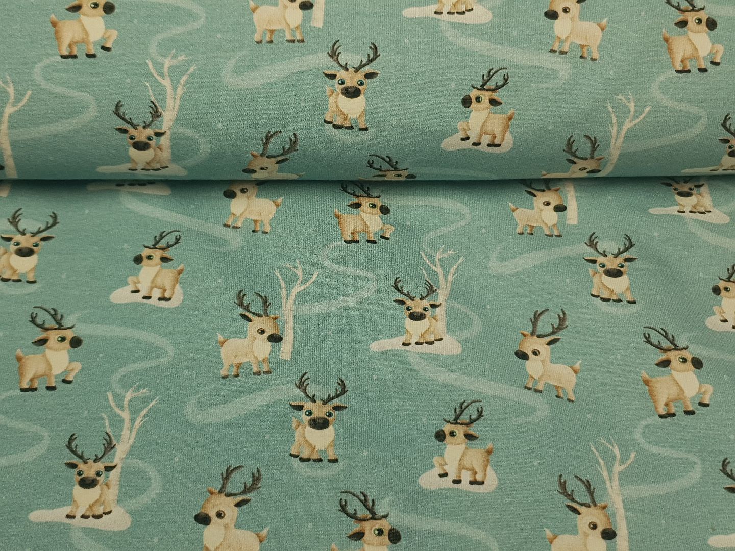 Happy Deer blaugrün/beige/dunkelbraun