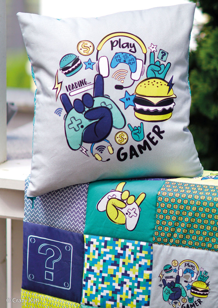 Happy Pillow DIY by Iycklig Design mint/blau/grau