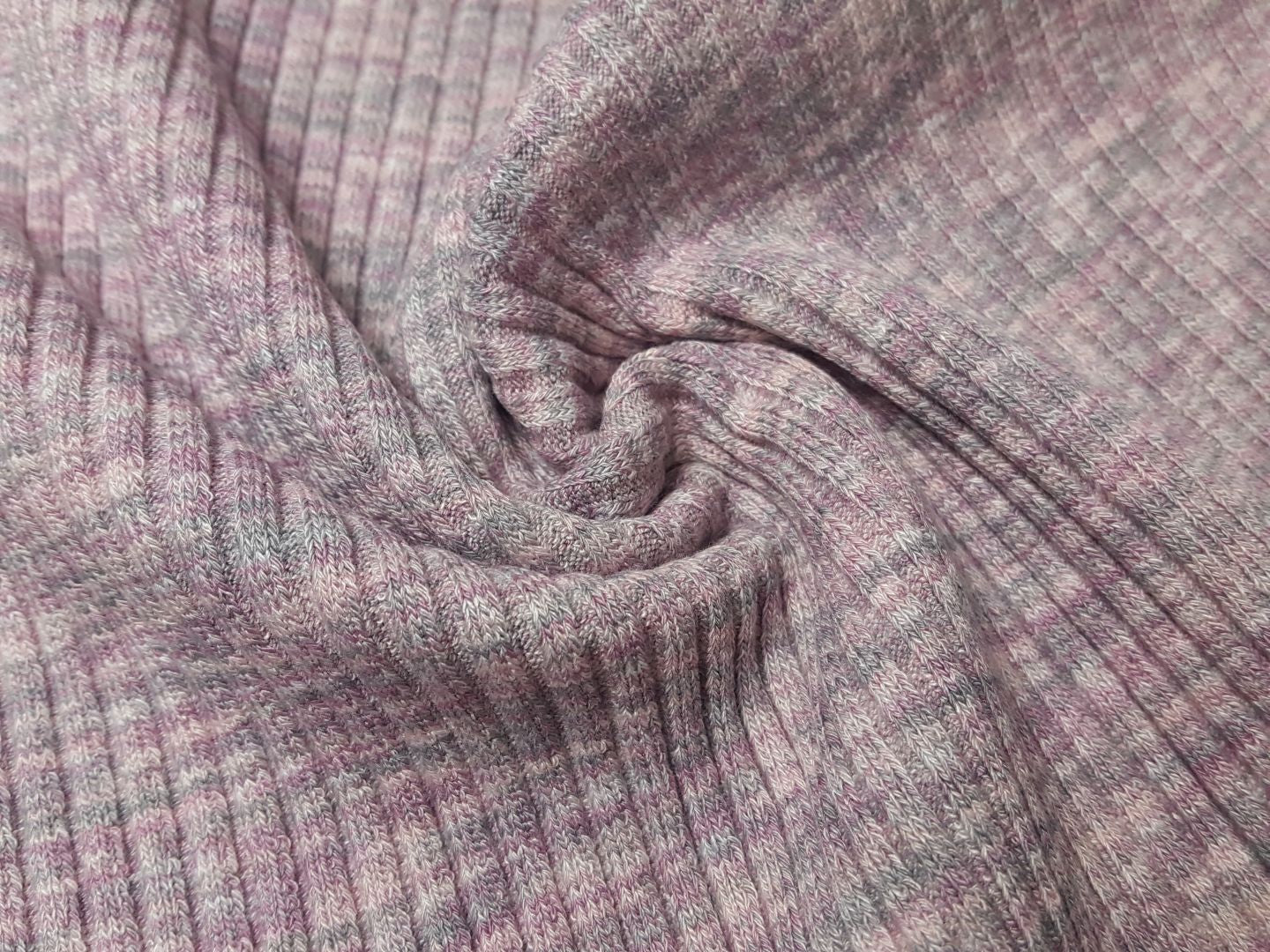 Heavy Ripp Bündchen altrosa/grau melange