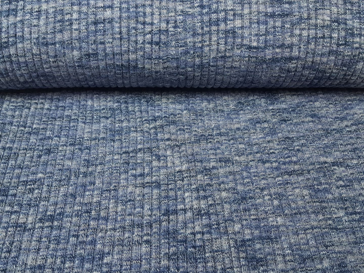 Heavy Ripp Bündchen navy/grau melange