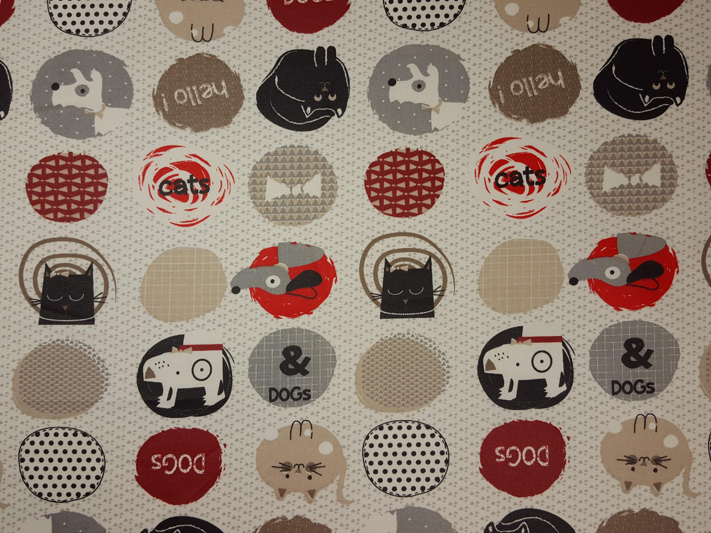 Hello Dogs & Cats Enduit weiss/grau/schwarz/rot