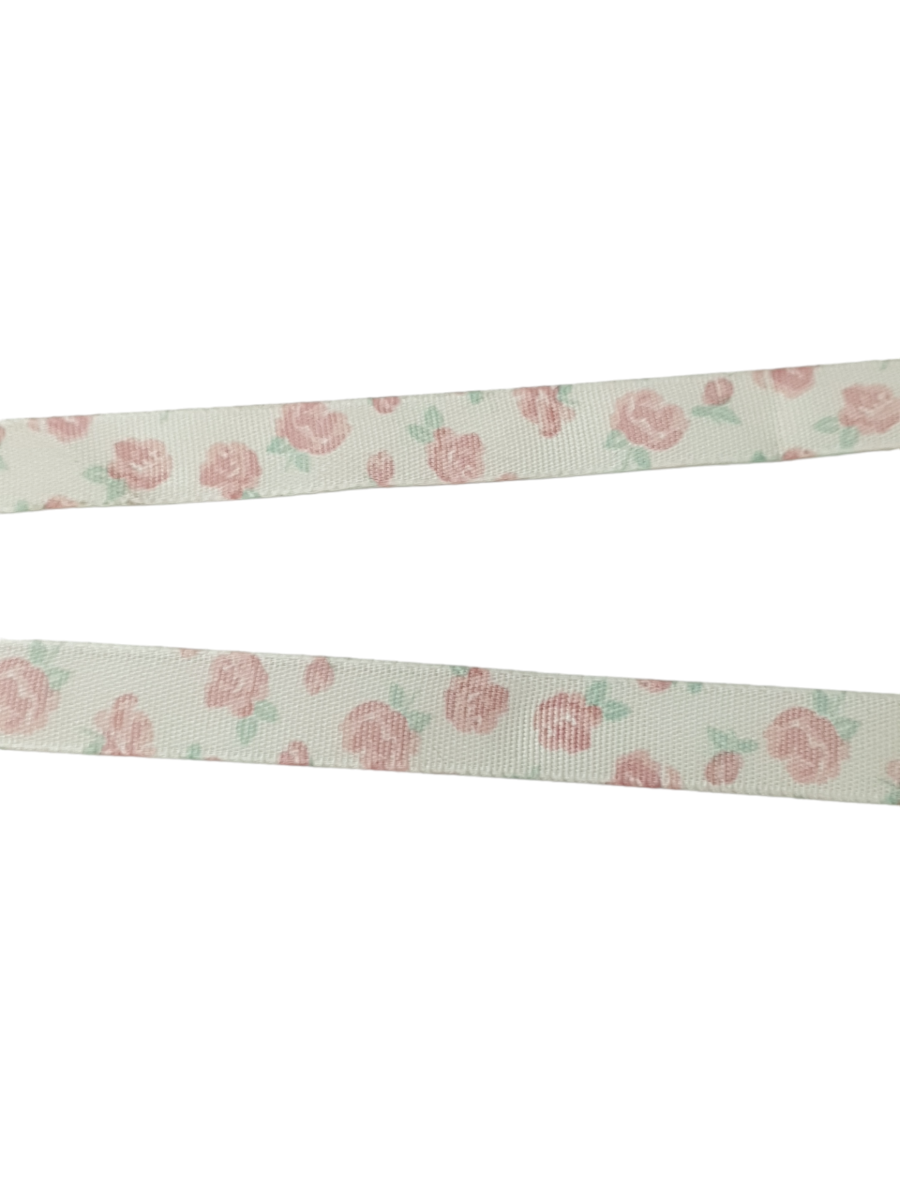 Webband Roses weiss/rosa