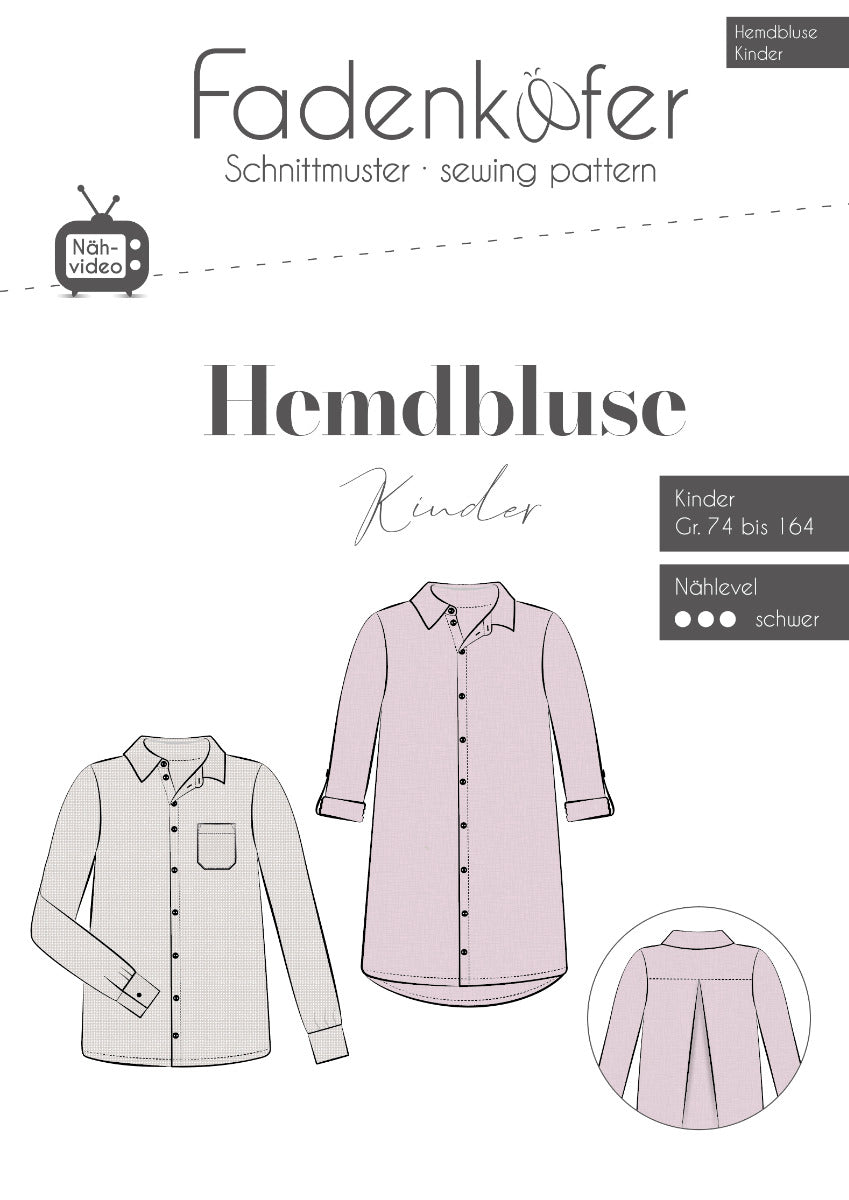 Papierschnittmuster Hemdbluse Kinder von Fadenkäfer