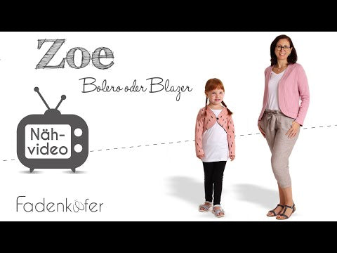 Papierschnittmuster Zoe Bolero oder Blazer Kinder von Fadenkäfer