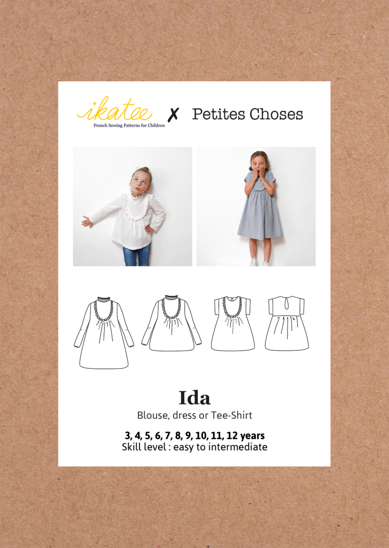 Ida Bluse und Dress für Kinder, Ikatee Papierschnittmuster
