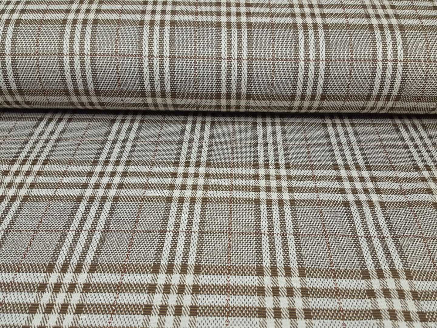 Jacquard Glencheck beige/ecru/lurex