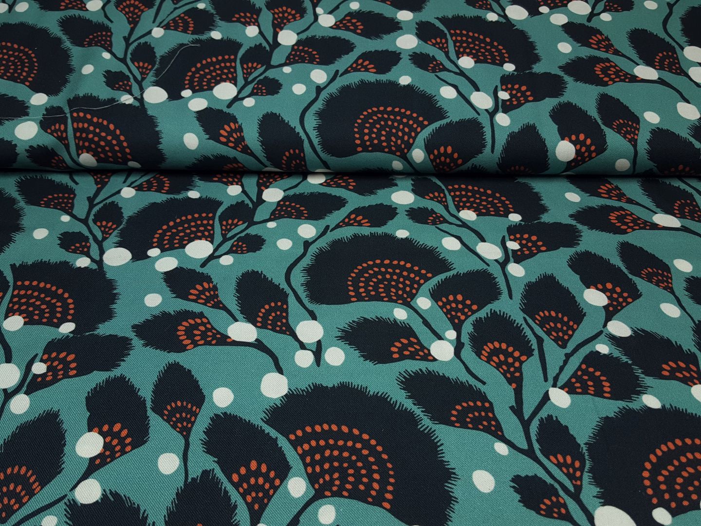 Jacqueline dunkles mint/schwarz/orange