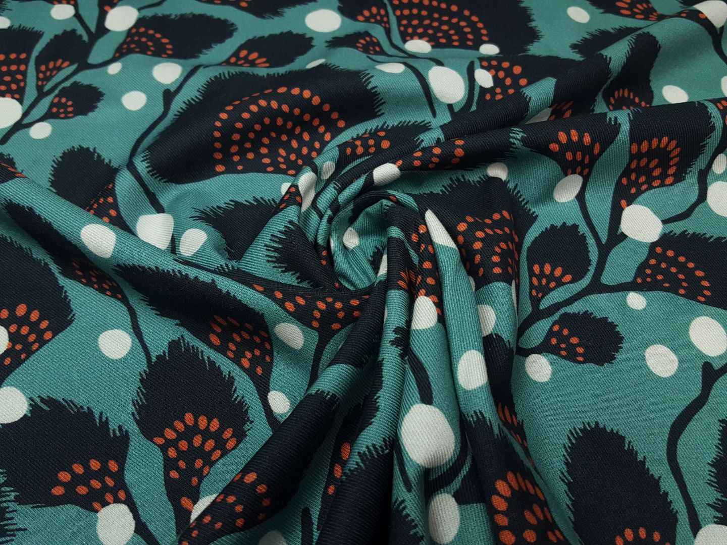 Jacqueline dunkles mint/schwarz/orange
