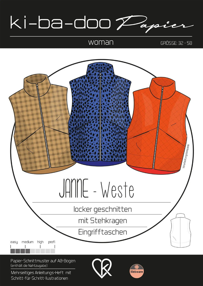 Weste Janne Damen, Ki-ba-doo Papierschnittmuster