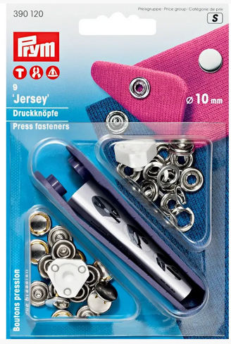 Nähfrei Druckknöpfe "Jersey" 10mm Kappe silberfarbig