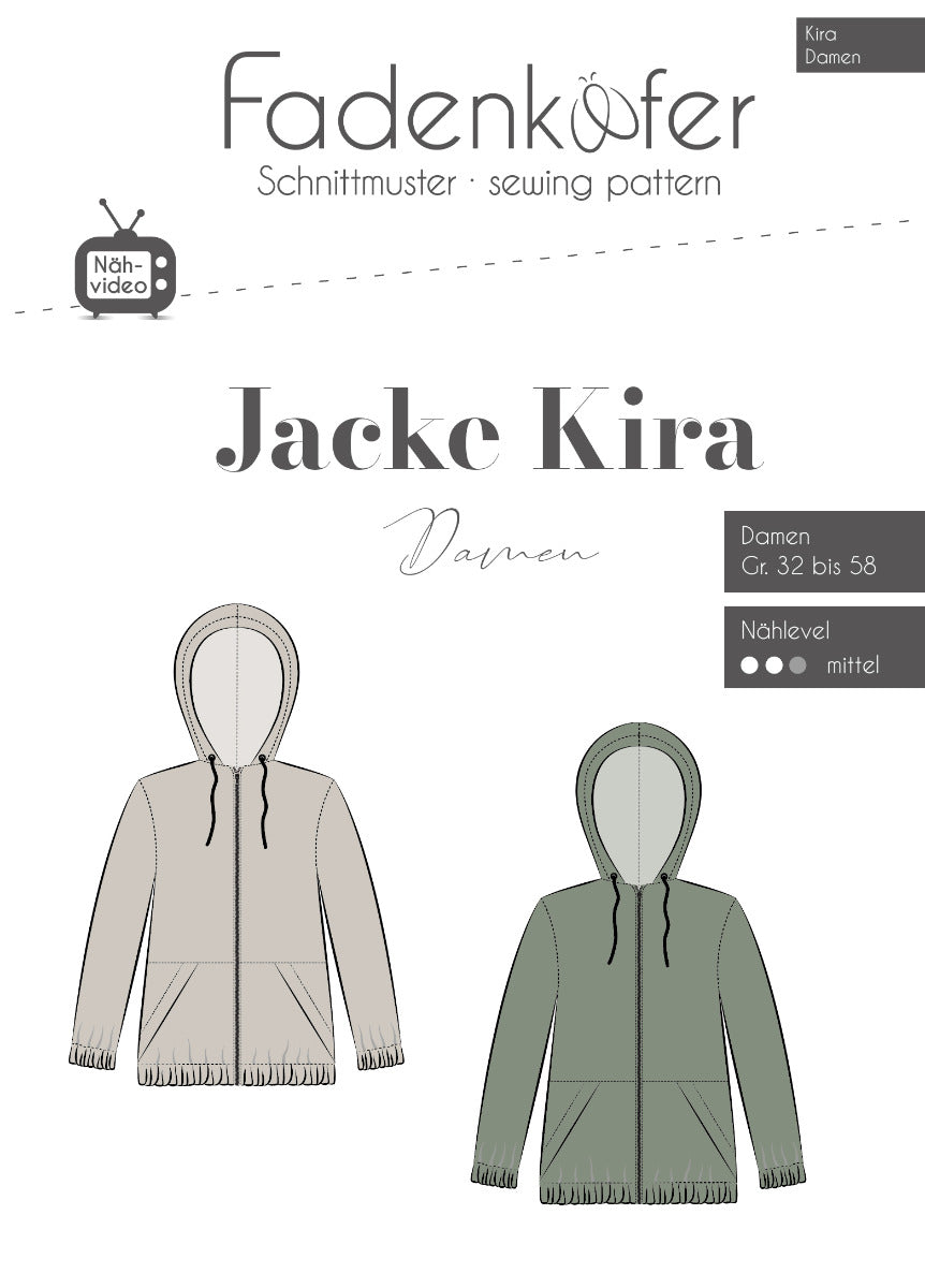 Papierschnittmuster Jacke Kira Damen von Fadenkäfer