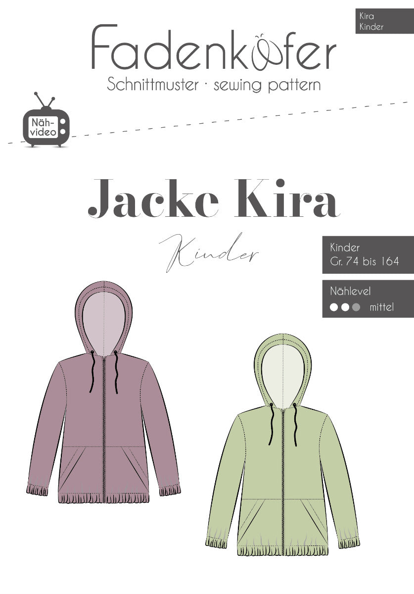 Papierschnittmuster Jacke Kira Kinder von Fadenkäfer