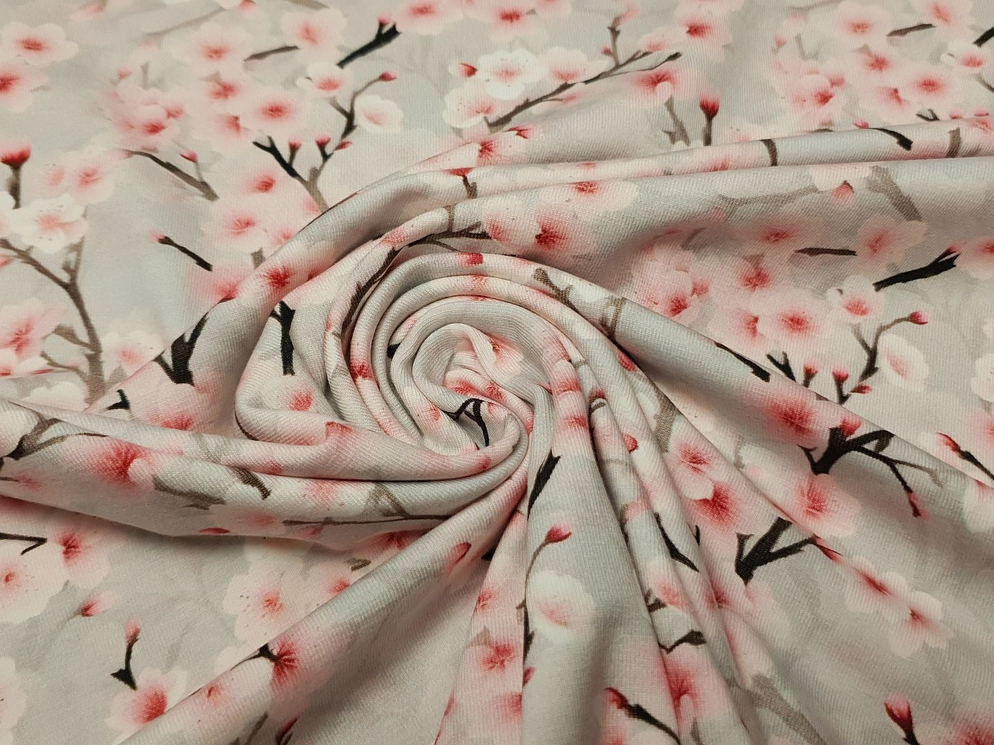 Kirschblüte hellgrau/rosa/dunkelbraun