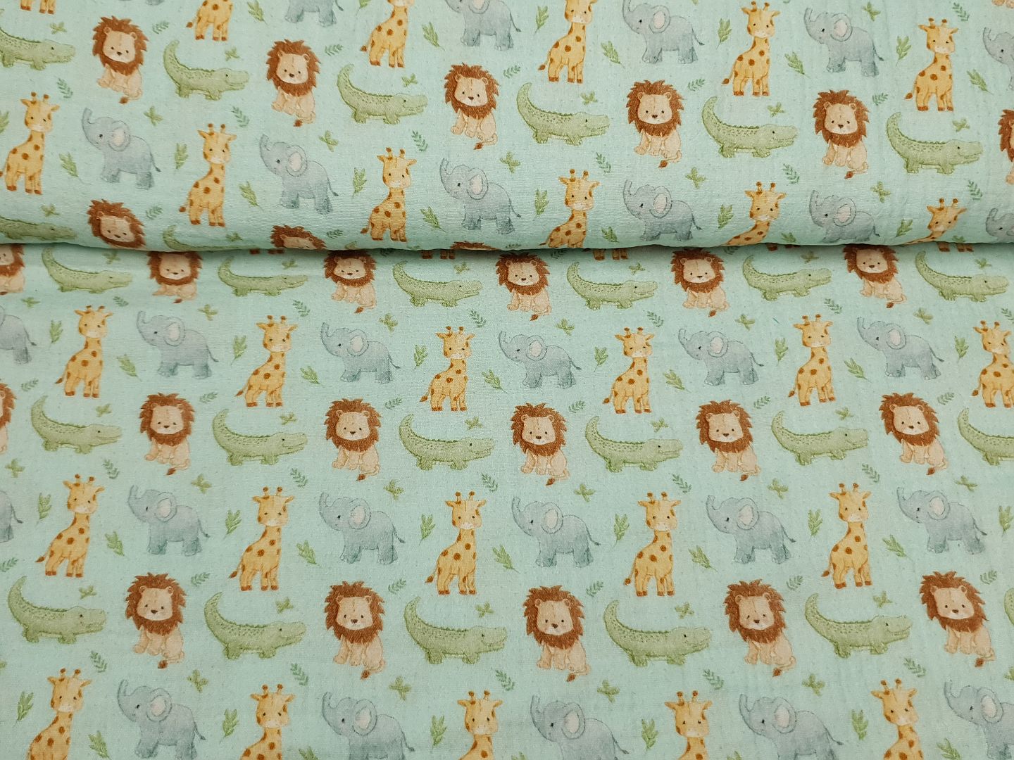 Kleine Tierschau mint/beige/grün/grau