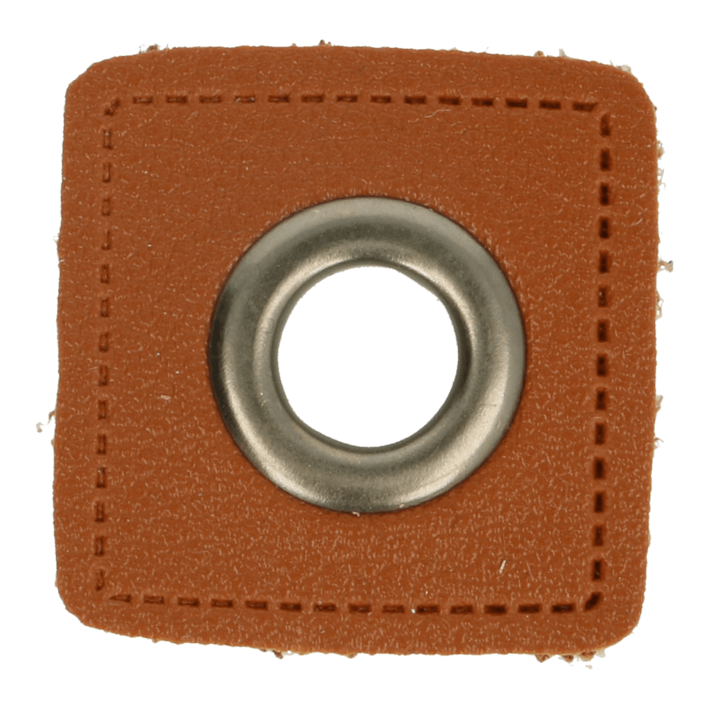 Kunstleder Ösenpatch 8mm braun/altnickel
