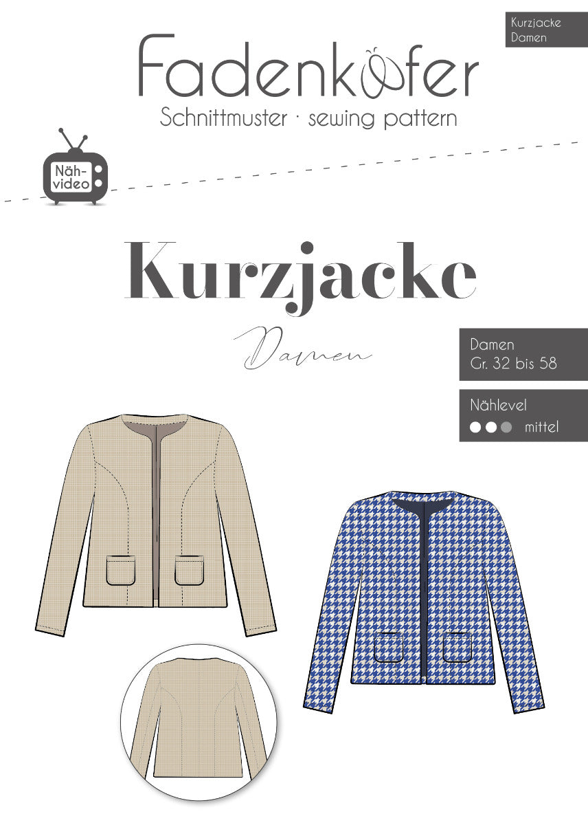 Papierschnittmuster Kurzjacke Damen von Fadenkäfer