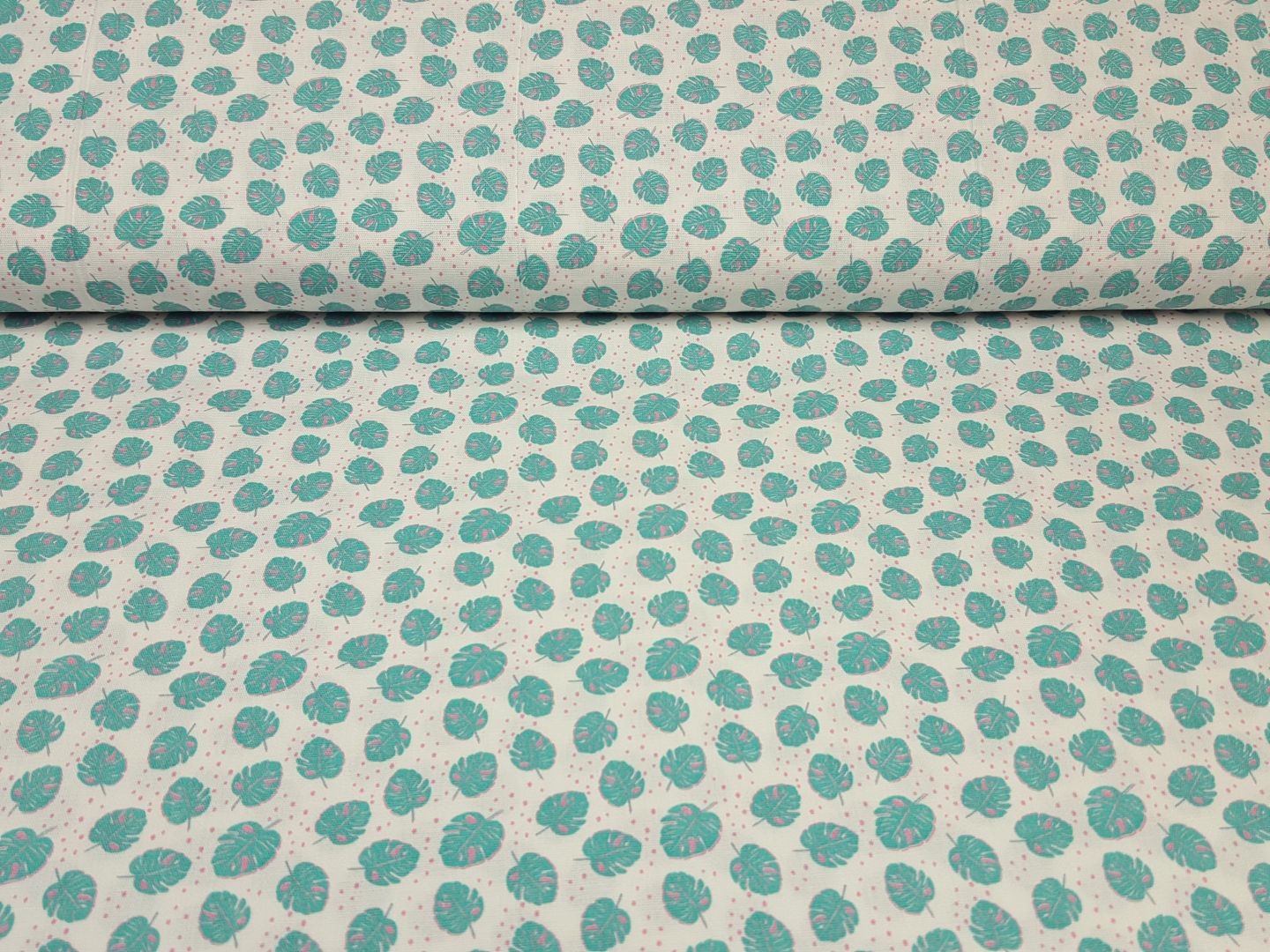 Leaves&Dots offwhite/türkis/rosa