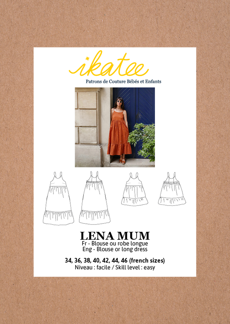 Lena Mum Bluse-Kleid für Damen, Ikatee Papierschnittmuster