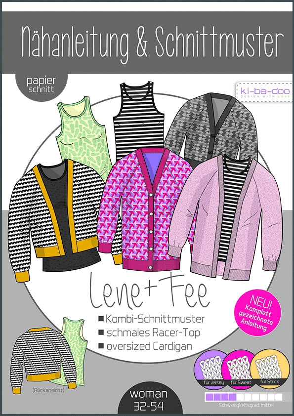 Lene+ Fee Top & Cardigan Damen, Ki-ba-doo Papierschnittmuster