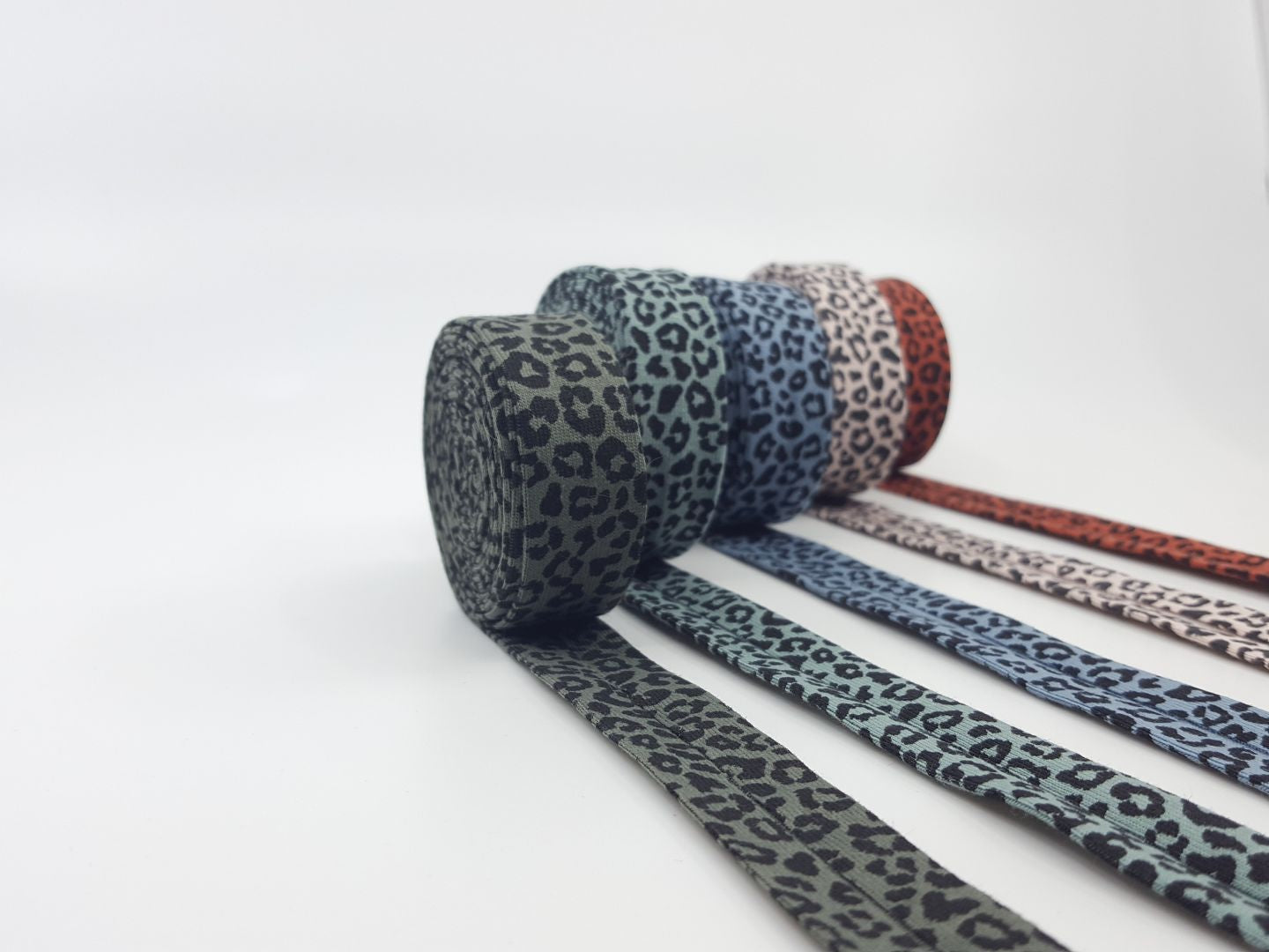 Jersey Schrägband Leopard stahlblau/schwarz