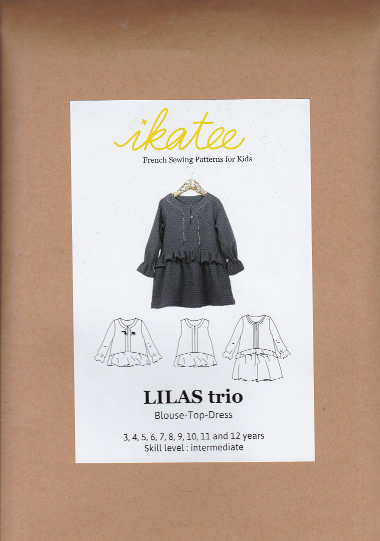 Lilas Trio Bluse-Top-Dress für Kinder, Ikatee Papierschnittmuster