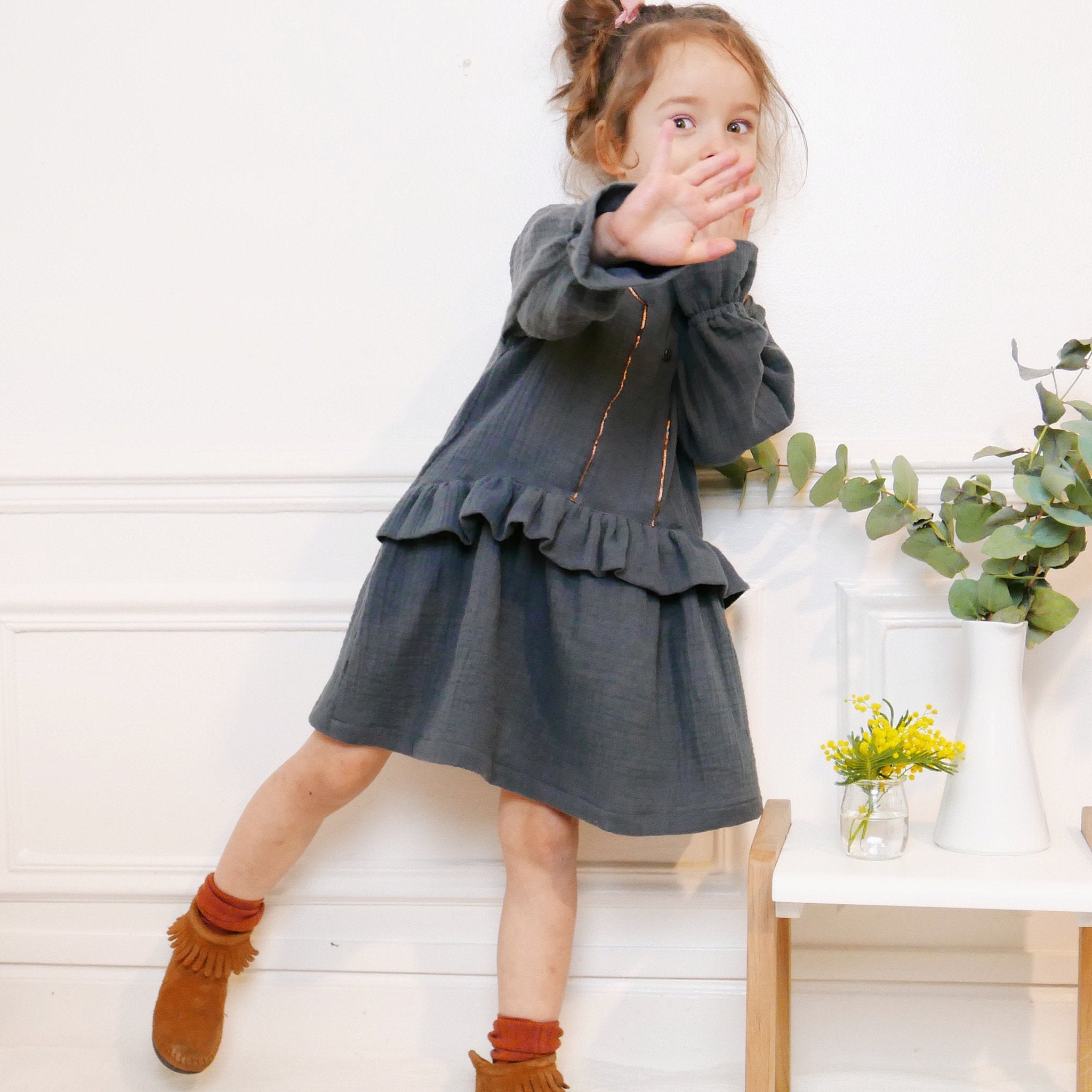 Lilas Trio Bluse-Top-Dress für Kinder