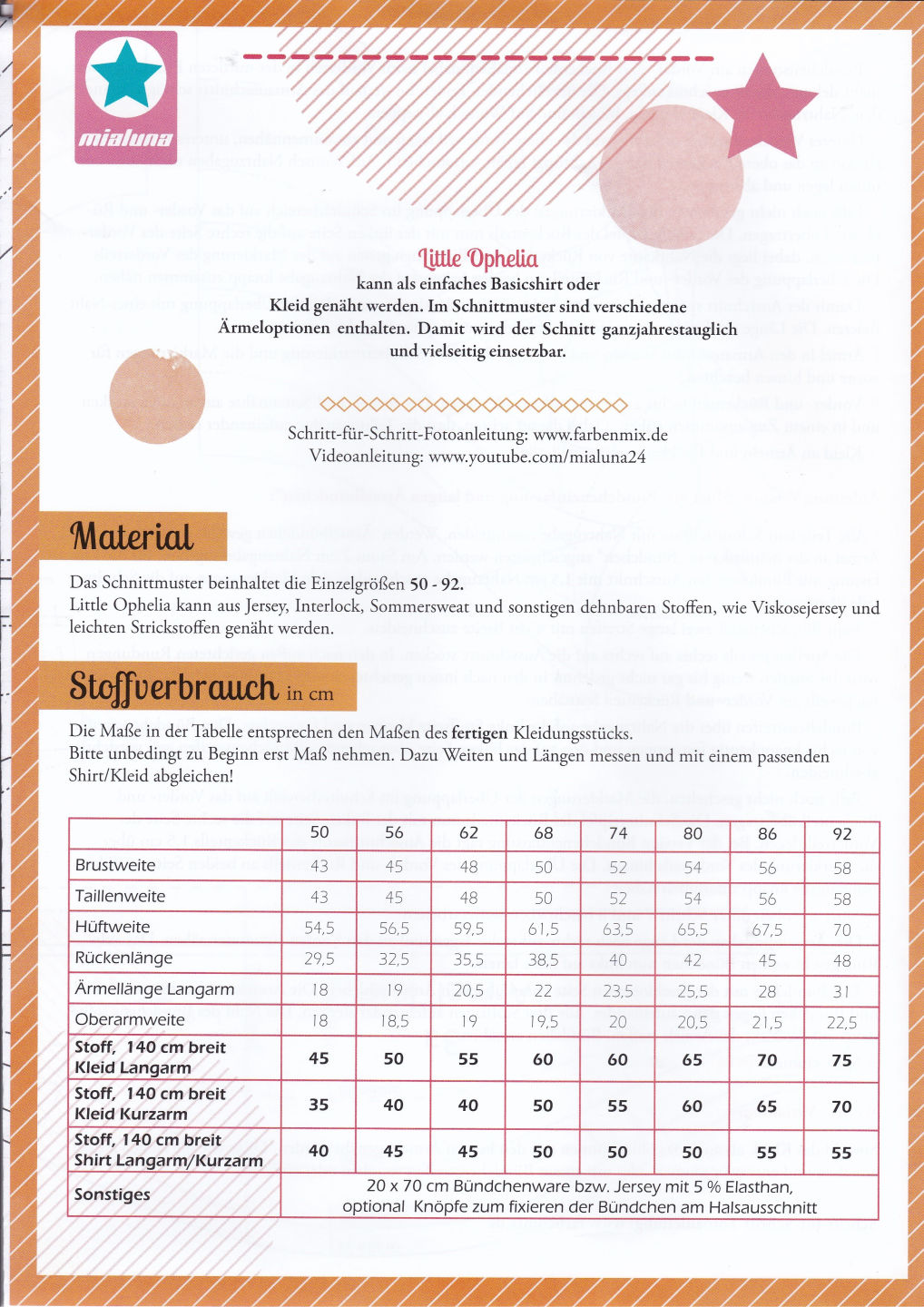 Schnittmuster von Mialuna