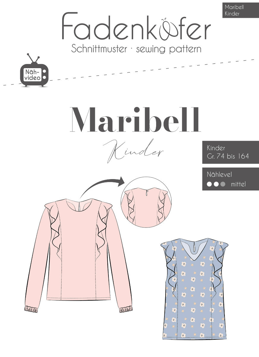 Papierschnittmuster Bluse Maribell Kinder von Fadenkäfer