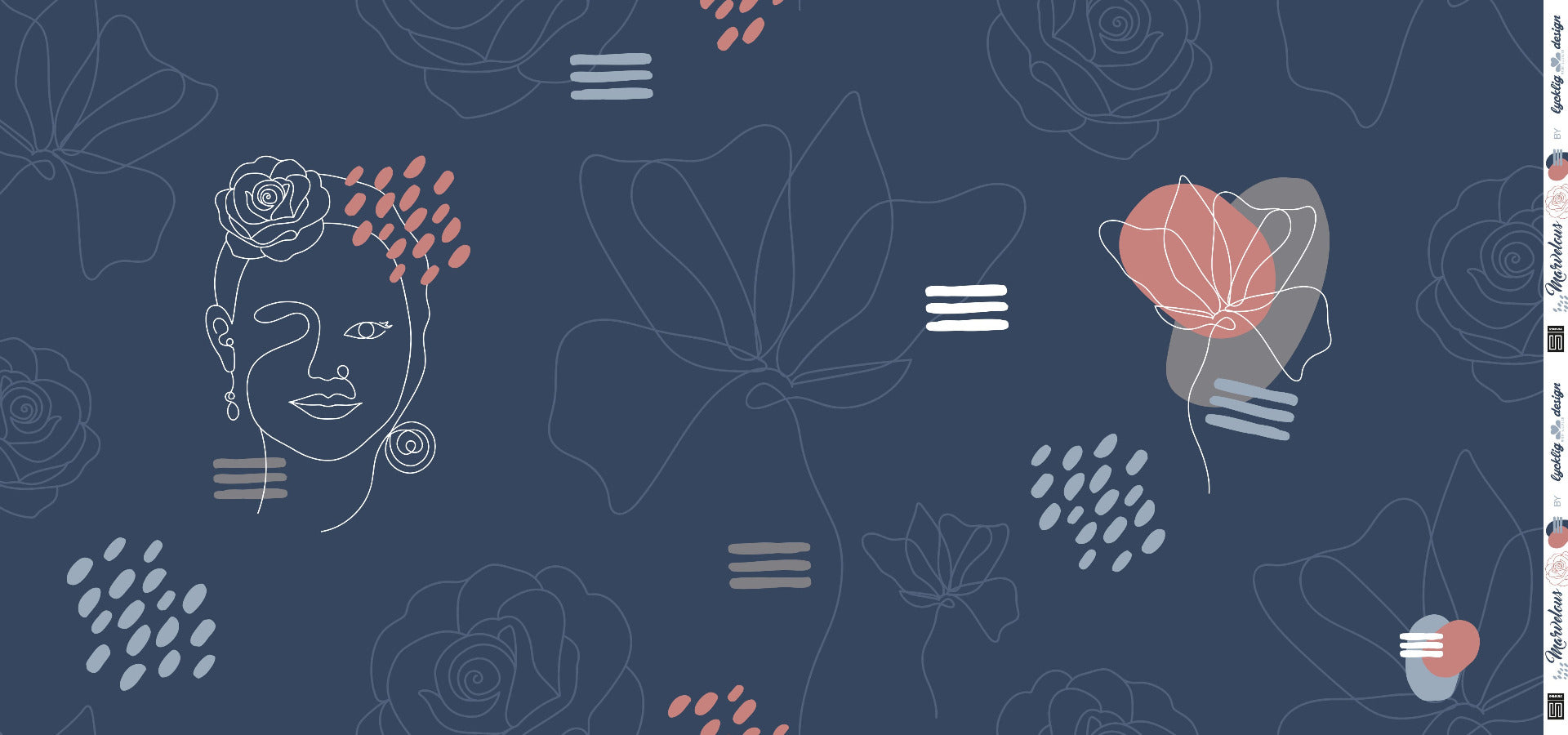 Marvelous Line Art by Iycklig design navy/grau/altrosa