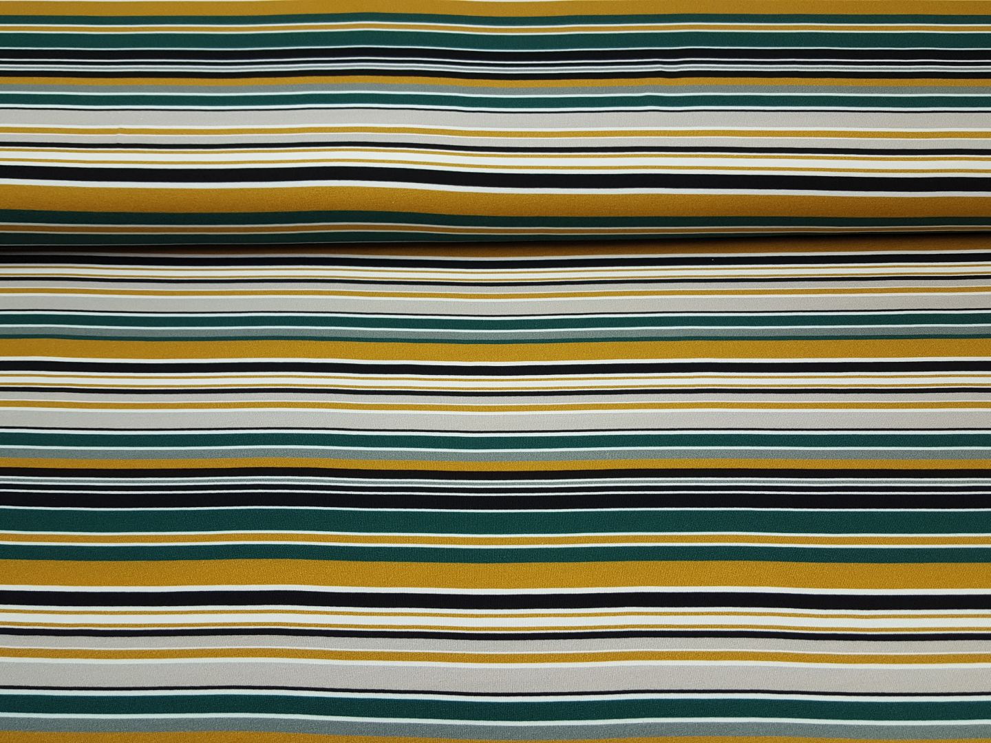 Multicolour Stripe petrol/ocker/schwarz