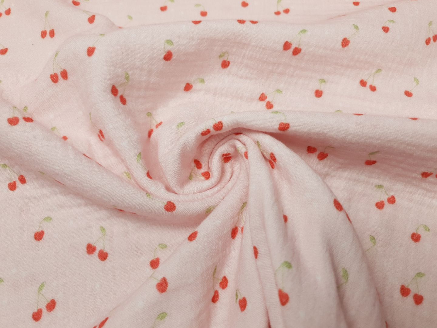 Muslin-Double Gaze Cherries rosa/rot