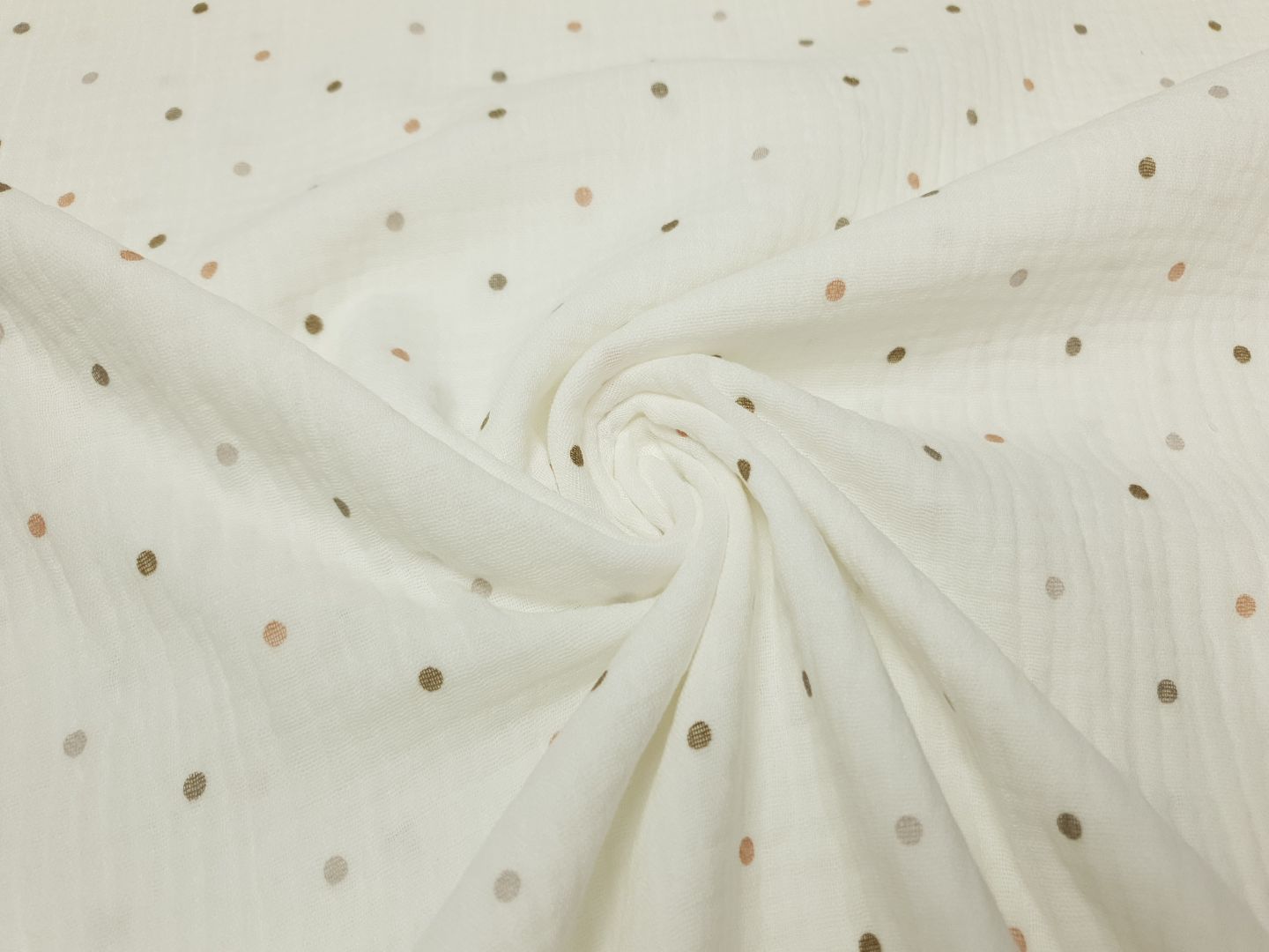 Muslin-Double Gaze Dots offwhite/schlamm/ocker