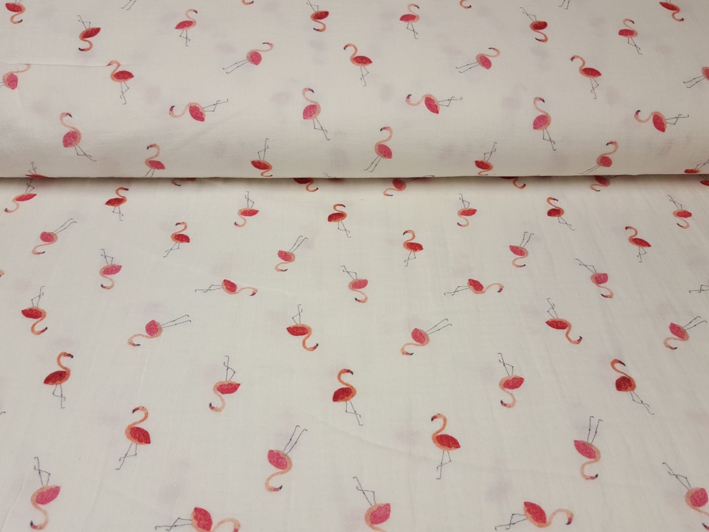 Muslin-Double Gaze Ingo der Flamingo offwhite/pink