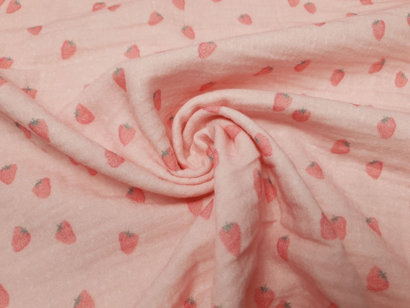 Muslin-Double Gaze Strawberries rosa/blassrot
