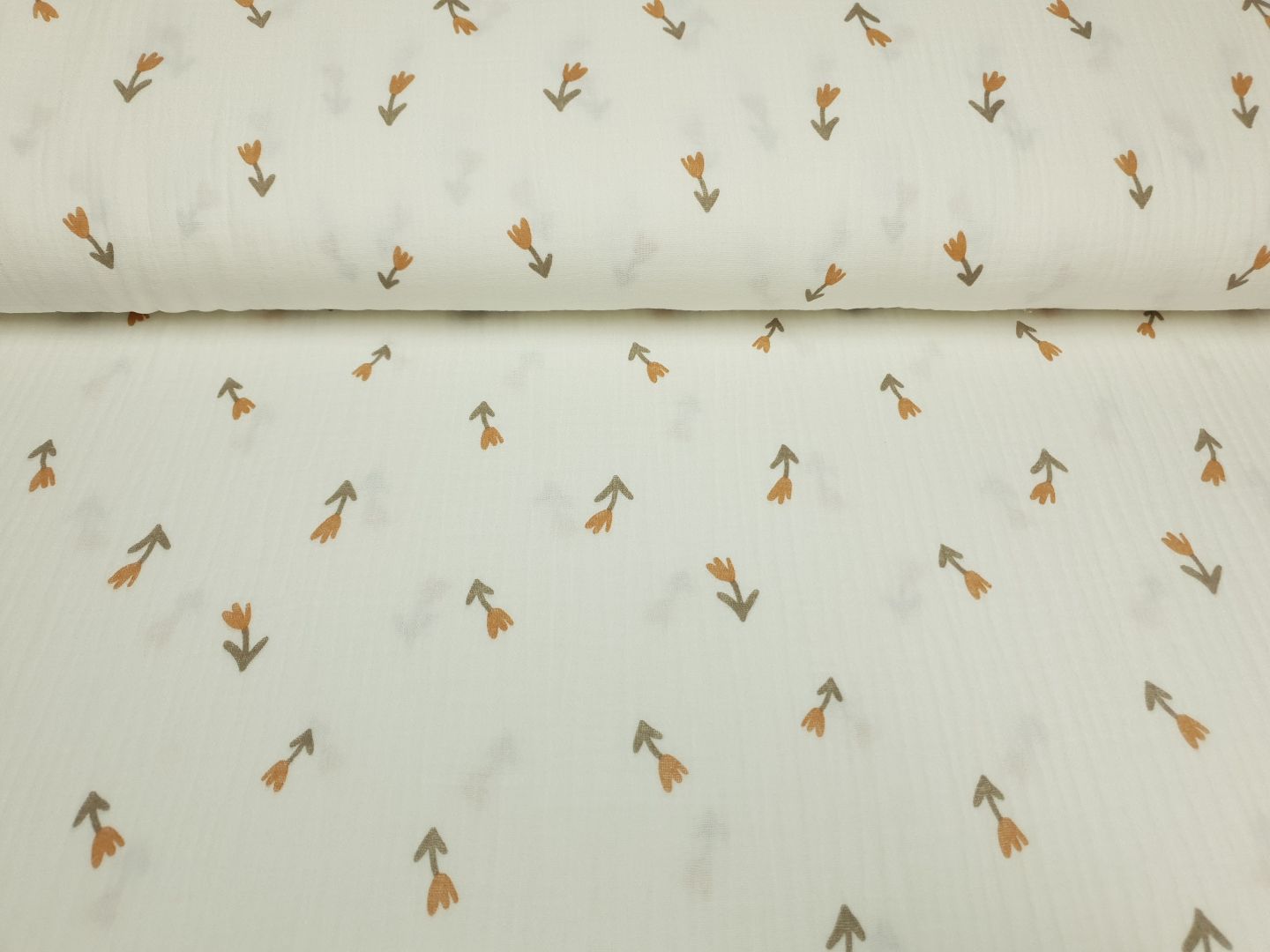 Muslin-Double Gaze Tulips offwhite/schlamm/ocker