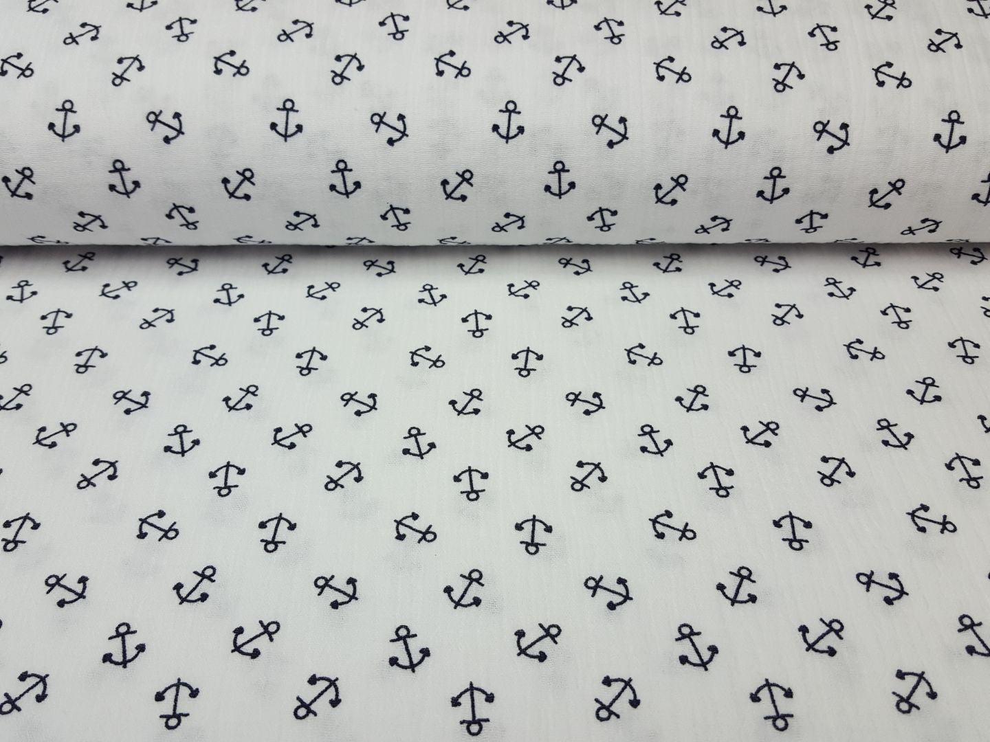 Muslin-Double Gaze weiss/marine