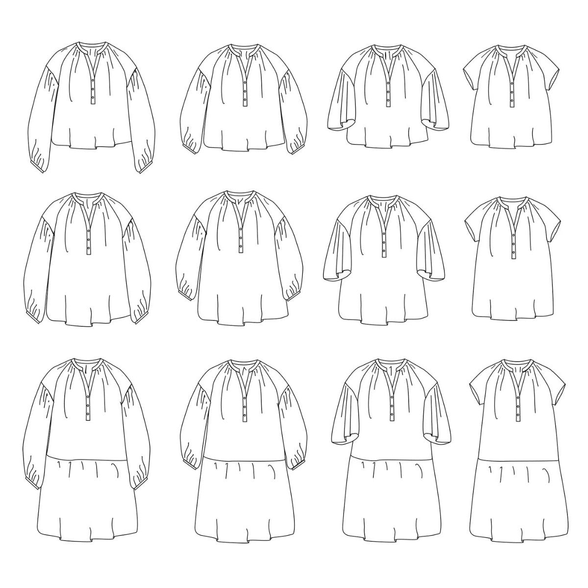 Okinawa Bluse und Kleid Damen, Ikatee Papierschnittmuster